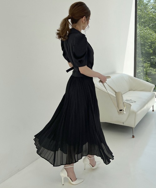 ROYAL PARTY（ロイヤルパーティー）の「【丈が選べる】プリーツ半袖ジャケットワンピース（ワンピース・レディース・オフホワイト/ブラック・FREE/SHORT）」の19枚目の写真