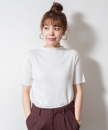 atONE プチハイネックハーフスリーブサマーニット