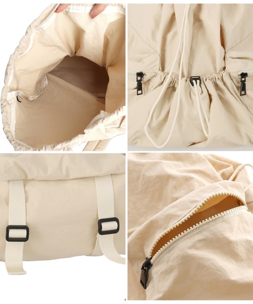 ANAP（アナップ）の「ナイロンドローコードリュック（バックパック/リュック・レディース・ブラック/ベージュ・FREE）」の11枚目の写真