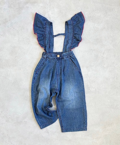 BIG FIELD（ビッグフィールド）の「フリルサスペンダーパンツ（90～150cm）（サロペット/オーバーオール・キッズ・ブラウン/ネイビー・140/150/90/120/130/100/110）」の2枚目の写真