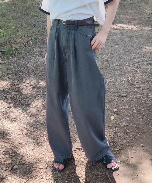 新品タグ付き✨アレンシー ALENCY ワイドデニム ワイドパンツ ブルー S デニムパンツ ワイドパンツ コットン インディゴブルー ボタン