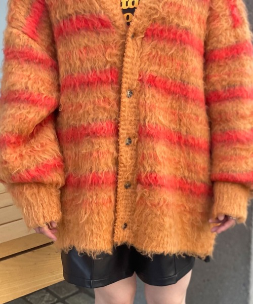 CIAOPANIC（チャオパニック）の「ボーダーシャギーカーディガン（カーディガン/ボレロ・レディース・オレンジ/チャコールグレー/アイボリー・M/L）」の13枚目の写真