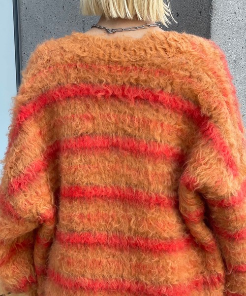 CIAOPANIC（チャオパニック）の「ボーダーシャギーカーディガン（カーディガン/ボレロ・レディース・オレンジ/チャコールグレー/アイボリー・M/L）」の15枚目の写真