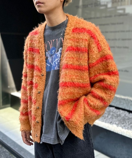 CIAOPANIC（チャオパニック）の「ボーダーシャギーカーディガン（カーディガン/ボレロ・レディース・オレンジ/チャコールグレー/アイボリー・M/L）」の18枚目の写真