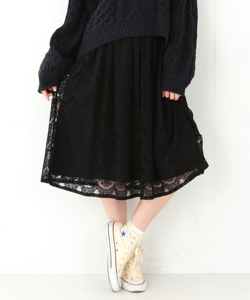 CAROLINA GLASER(カロリナ グレイサー)の「CAROLINA GLASER / レース スカート(スカート・レディース・ブラック/クリーム・ONE SIZE)」の1枚目の写真