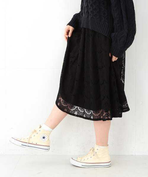 CAROLINA GLASER(カロリナ グレイサー)の「CAROLINA GLASER / レース スカート(スカート・レディース・ブラック/クリーム・ONE SIZE)」の4枚目の写真