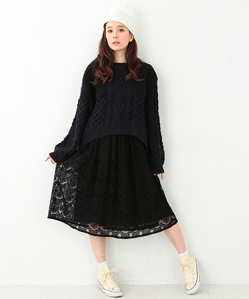 CAROLINA GLASER(カロリナ グレイサー)の「CAROLINA GLASER / レース スカート(スカート・レディース・ブラック/クリーム・ONE SIZE)」の6枚目の写真