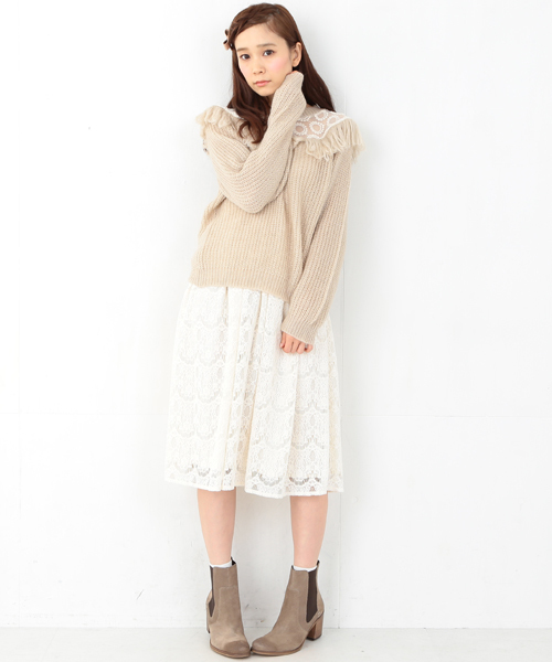 CAROLINA GLASER(カロリナ グレイサー)の「CAROLINA GLASER / レース スカート(スカート・レディース・ブラック/クリーム・ONE SIZE)」の10枚目の写真