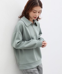 ハーフジップゆるトップススウェット