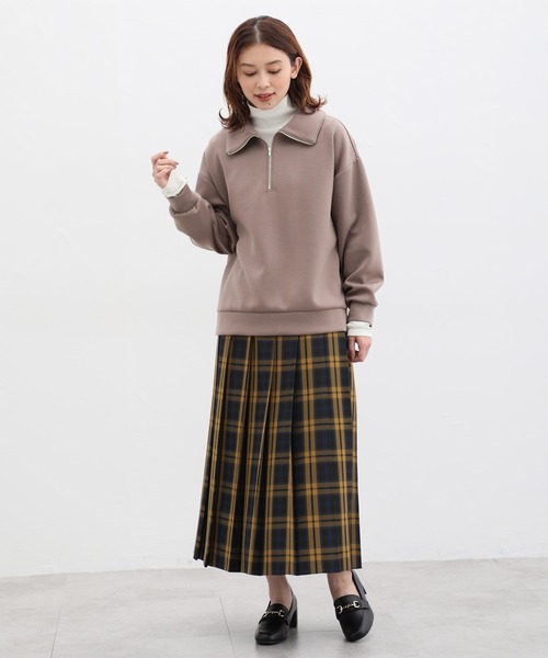 Honeys（ハニーズ）の「ハーフジップゆるトップススウェット（スウェット・レディース・アイボリー/グレイッシュベージュ/モカ/ブラック/オリーブ・L/S/LL/M）」の8枚目の写真