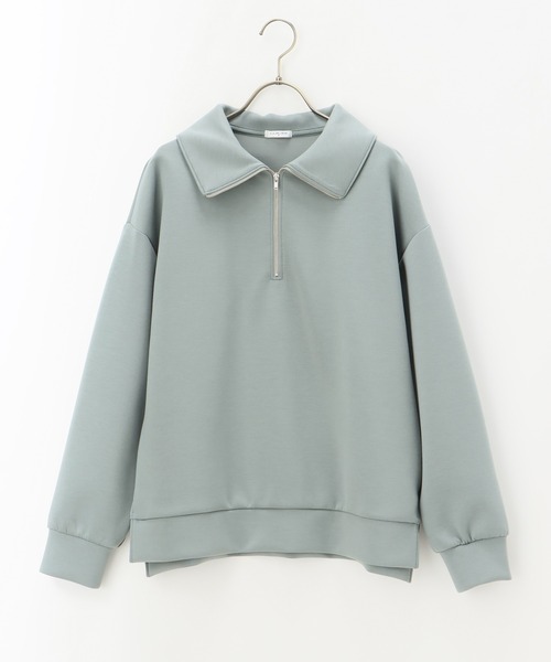 Honeys（ハニーズ）の「ハーフジップゆるトップススウェット（スウェット・レディース・アイボリー/グレイッシュベージュ/モカ/ブラック/オリーブ・L/S/LL/M）」の14枚目の写真