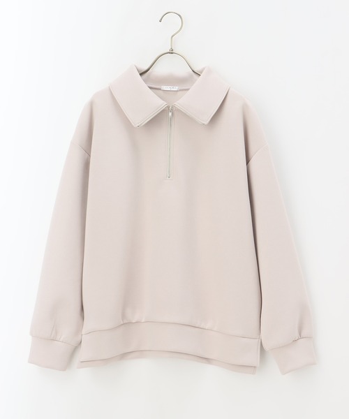 Honeys（ハニーズ）の「ハーフジップゆるトップススウェット（スウェット・レディース・アイボリー/グレイッシュベージュ/モカ/ブラック/オリーブ・L/S/LL/M）」の16枚目の写真