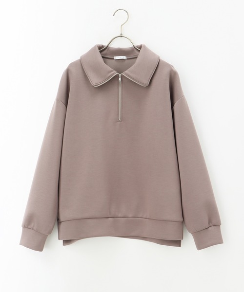 Honeys（ハニーズ）の「ハーフジップゆるトップススウェット（スウェット・レディース・アイボリー/グレイッシュベージュ/モカ/ブラック/オリーブ・L/S/LL/M）」の18枚目の写真