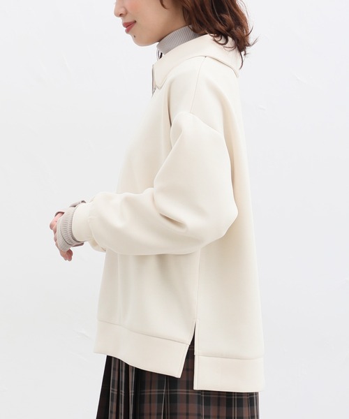 Honeys（ハニーズ）の「ハーフジップゆるトップススウェット（スウェット・レディース・アイボリー/グレイッシュベージュ/モカ/ブラック/オリーブ・L/S/LL/M）」の20枚目の写真