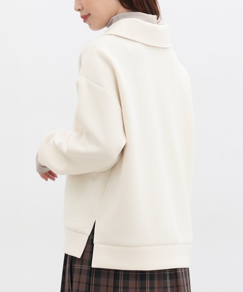 Honeys（ハニーズ）の「ハーフジップゆるトップススウェット（スウェット・レディース・アイボリー/グレイッシュベージュ/モカ/ブラック/オリーブ・L/S/LL/M）」の21枚目の写真