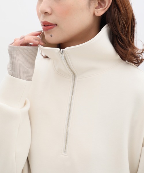 Honeys（ハニーズ）の「ハーフジップゆるトップススウェット（スウェット・レディース・アイボリー/グレイッシュベージュ/モカ/ブラック/オリーブ・L/S/LL/M）」の22枚目の写真