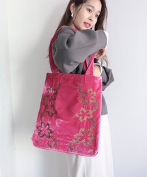 【CASSELINI/キャセリーニ】ベロア刺繍トートバッグ
