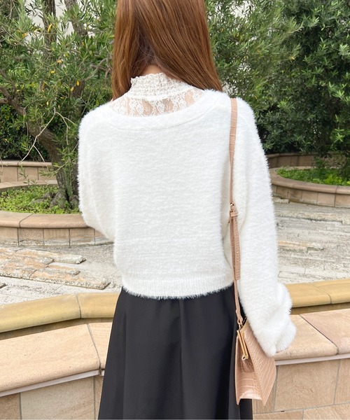 apres jour(アプレジュール)の「フェザーきらきらボタンカーディガン【ZOZOTOWN限定アイテム】(カーディガン/ボレロ・レディース・ブラック/ライトピンク/スモークピンク/ブルーグレー/ライトベージュ/オフホワイト・フリー/X-LARGE)」の10枚目の写真