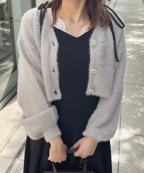 apres jour(アプレジュール)の「フェザーきらきらボタンカーディガン【ZOZOTOWN限定アイテム】(カーディガン/ボレロ・レディース・ブラック/ライトピンク/スモークピンク/ブルーグレー/ライトベージュ/オフホワイト・フリー/X-LARGE)」の22枚目の写真