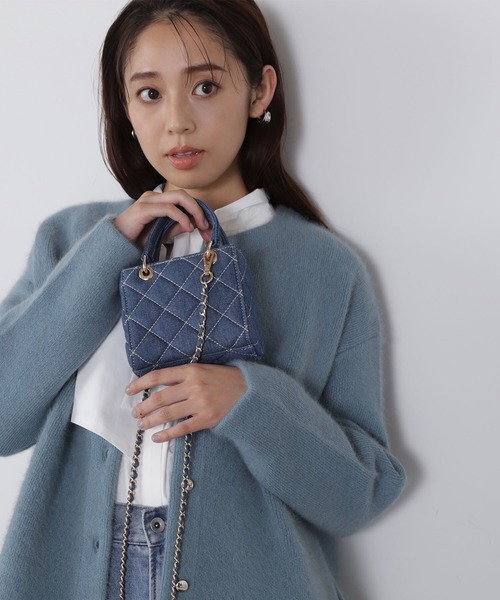 NATURAL BEAUTY BASIC（ナチュラルビューティーベーシック）の「◇【Oggi11月号掲載】タイニーレディバッグ（ショルダーバッグ・レディース・ブルー/ブラック/オフホワイト・ﾌﾘ-）」の8枚目の写真