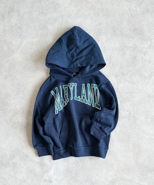 Life Support Products（ライフサポートプロダクツ）の「裏毛プリントパーカー（80～150cm）（パーカー・キッズ・オレンジ/ネイビー/パープル/ダークブルー・95/130/110/100/90/80/120/140/150）」の2枚目の写真