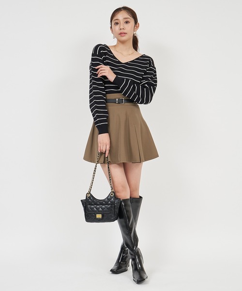 ROYAL PARTY(ロイヤルパーティー)の「ウォッシャブルVネックニットトップス(ニット/セーター・レディース・ピンク/ボルドー/ブラック/マルチ/オフホワイト・FREE)」の21枚目の写真