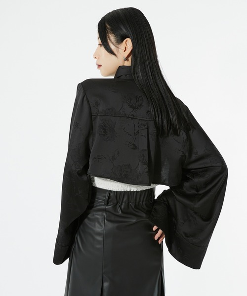 &ellecy◆チャイナシャツ/M/ポリエステル/BLK/55001194 Lui's（ルイス）の「バンブーレーヨンサテンチャイナシャツ