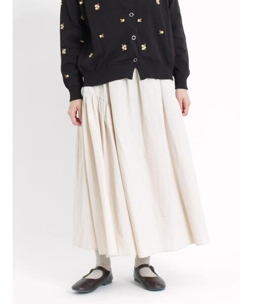 Samansa Mos2（サマンサ モスモス）の「柄アソート切替ギャザースカート（スカート・レディース・グレー/ピンク/ネイビー/キャメル/ベージュ・F）」の2枚目の写真