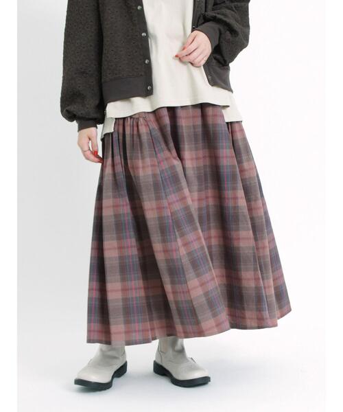 Samansa Mos2（サマンサ モスモス）の「柄アソート切替ギャザースカート（スカート・レディース・グレー/ピンク/ネイビー/キャメル/ベージュ・F）」の6枚目の写真