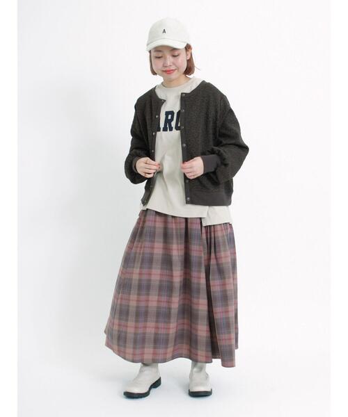 Samansa Mos2（サマンサ モスモス）の「柄アソート切替ギャザースカート（スカート・レディース・グレー/ピンク/ネイビー/キャメル/ベージュ・F）」の20枚目の写真