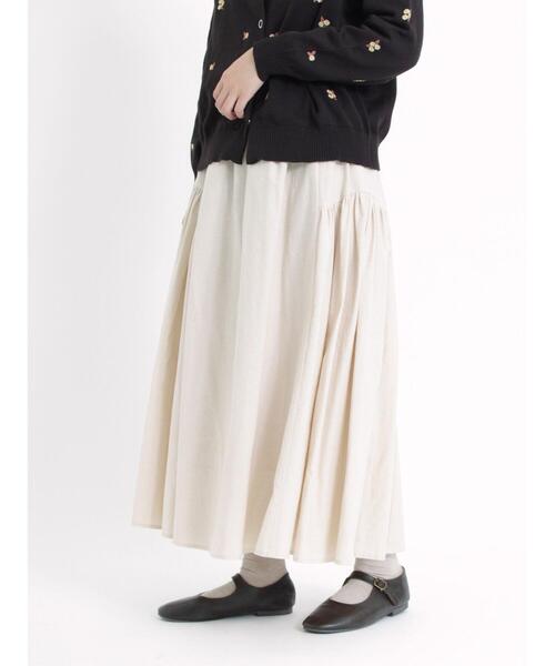 Samansa Mos2（サマンサ モスモス）の「柄アソート切替ギャザースカート（スカート・レディース・グレー/ピンク/ネイビー/キャメル/ベージュ・F）」の7枚目の写真