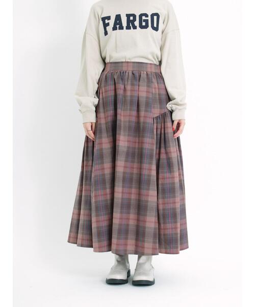 Samansa Mos2（サマンサ モスモス）の「柄アソート切替ギャザースカート（スカート・レディース・グレー/ピンク/ネイビー/キャメル/ベージュ・F）」の17枚目の写真