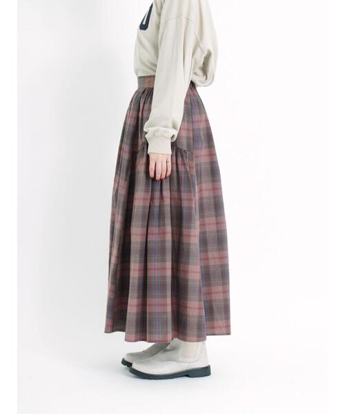 Samansa Mos2（サマンサ モスモス）の「柄アソート切替ギャザースカート（スカート・レディース・グレー/ピンク/ネイビー/キャメル/ベージュ・F）」の8枚目の写真