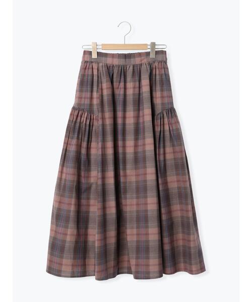 Samansa Mos2（サマンサ モスモス）の「柄アソート切替ギャザースカート（スカート・レディース・グレー/ピンク/ネイビー/キャメル/ベージュ・F）」の9枚目の写真