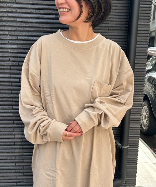 B&T CLUB(ビーティークラブ)の「+STRONG ポケット付き ロンT オールマイTシャツ B&T CLUB (ビーアンドティークラブ)(Tシャツ/カットソー・メンズ・ブルー/ワイン/ダークグレー/オレンジ/ベージュ/ホワイト/ブラック/グレー/パープル/ダークブラウン/ネイビー/カーキ・X3(6L~7L)/X2(4L~5L)/X1(3L~4L)/X4(8L~9L)/X5(9L~10L))」の6枚目の写真