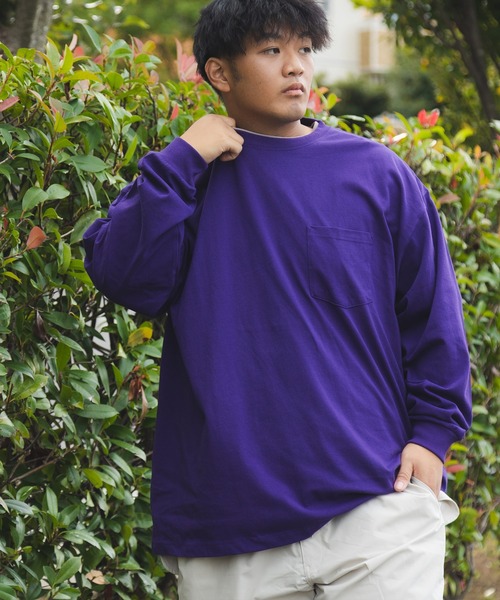 B&T CLUB(ビーティークラブ)の「+STRONG ポケット付き ロンT オールマイTシャツ B&T CLUB (ビーアンドティークラブ)(Tシャツ/カットソー・メンズ・ブルー/ワイン/ダークグレー/オレンジ/ベージュ/ホワイト/ブラック/グレー/パープル/ダークブラウン/ネイビー/カーキ・X3(6L~7L)/X2(4L~5L)/X1(3L~4L)/X4(8L~9L)/X5(9L~10L))」の10枚目の写真