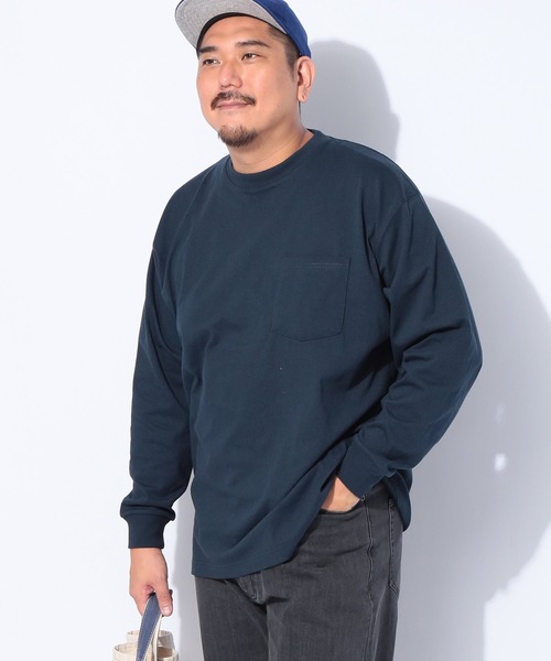 B&T CLUB(ビーティークラブ)の「+STRONG ポケット付き ロンT オールマイTシャツ B&T CLUB (ビーアンドティークラブ)(Tシャツ/カットソー・メンズ・ブルー/ワイン/ダークグレー/オレンジ/ベージュ/ホワイト/ブラック/グレー/パープル/ダークブラウン/ネイビー/カーキ・X3(6L~7L)/X2(4L~5L)/X1(3L~4L)/X4(8L~9L)/X5(9L~10L))」の8枚目の写真
