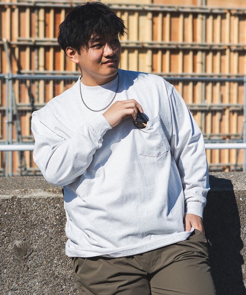B&T CLUB(ビーティークラブ)の「+STRONG ポケット付き ロンT オールマイTシャツ B&T CLUB (ビーアンドティークラブ)(Tシャツ/カットソー・メンズ・ブルー/ワイン/ダークグレー/オレンジ/ベージュ/ホワイト/ブラック/グレー/パープル/ダークブラウン/ネイビー/カーキ・X3(6L~7L)/X2(4L~5L)/X1(3L~4L)/X4(8L~9L)/X5(9L~10L))」の4枚目の写真