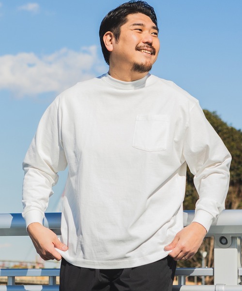 B&T CLUB(ビーティークラブ)の「+STRONG ポケット付き ロンT オールマイTシャツ B&T CLUB (ビーアンドティークラブ)(Tシャツ/カットソー・メンズ・ブルー/ワイン/ダークグレー/オレンジ/ベージュ/ホワイト/ブラック/グレー/パープル/ダークブラウン/ネイビー/カーキ・X3(6L~7L)/X2(4L~5L)/X1(3L~4L)/X4(8L~9L)/X5(9L~10L))」の2枚目の写真