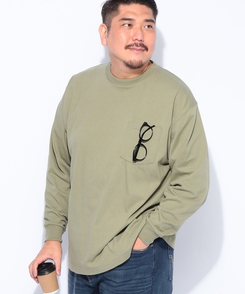 B&T CLUB(ビーティークラブ)の「+STRONG ポケット付き ロンT オールマイTシャツ B&T CLUB (ビーアンドティークラブ)(Tシャツ/カットソー・メンズ・ブルー/ワイン/ダークグレー/オレンジ/ベージュ/ホワイト/ブラック/グレー/パープル/ダークブラウン/ネイビー/カーキ・X3(6L~7L)/X2(4L~5L)/X1(3L~4L)/X4(8L~9L)/X5(9L~10L))」の7枚目の写真