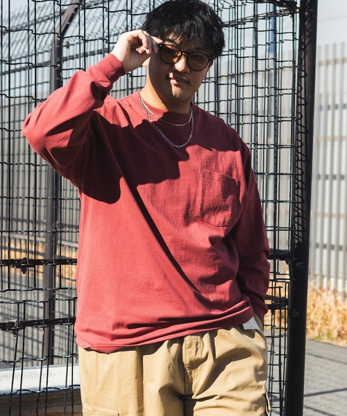 B&T CLUB(ビーティークラブ)の「+STRONG ポケット付き ロンT オールマイTシャツ B&T CLUB (ビーアンドティークラブ)(Tシャツ/カットソー・メンズ・ブルー/ワイン/ダークグレー/オレンジ/ベージュ/ホワイト/ブラック/グレー/パープル/ダークブラウン/ネイビー/カーキ・X3(6L~7L)/X2(4L~5L)/X1(3L~4L)/X4(8L~9L)/X5(9L~10L))」の11枚目の写真