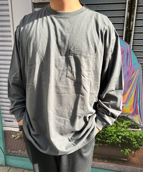 B&T CLUB(ビーティークラブ)の「+STRONG ポケット付き ロンT オールマイTシャツ B&T CLUB (ビーアンドティークラブ)(Tシャツ/カットソー・メンズ・ブルー/ワイン/ダークグレー/オレンジ/ベージュ/ホワイト/ブラック/グレー/パープル/ダークブラウン/ネイビー/カーキ・X3(6L~7L)/X2(4L~5L)/X1(3L~4L)/X4(8L~9L)/X5(9L~10L))」の5枚目の写真