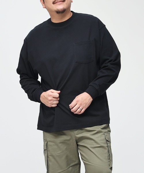 B&T CLUB(ビーティークラブ)の「+STRONG ポケット付き ロンT オールマイTシャツ B&T CLUB (ビーアンドティークラブ)(Tシャツ/カットソー・メンズ・ブルー/ワイン/ダークグレー/オレンジ/ベージュ/ホワイト/ブラック/グレー/パープル/ダークブラウン/ネイビー/カーキ・X3(6L~7L)/X2(4L~5L)/X1(3L~4L)/X4(8L~9L)/X5(9L~10L))」の3枚目の写真