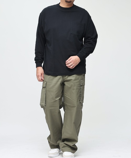 B&T CLUB(ビーティークラブ)の「+STRONG ポケット付き ロンT オールマイTシャツ B&T CLUB (ビーアンドティークラブ)(Tシャツ/カットソー・メンズ・ブルー/ワイン/ダークグレー/オレンジ/ベージュ/ホワイト/ブラック/グレー/パープル/ダークブラウン/ネイビー/カーキ・X3(6L~7L)/X2(4L~5L)/X1(3L~4L)/X4(8L~9L)/X5(9L~10L))」の15枚目の写真