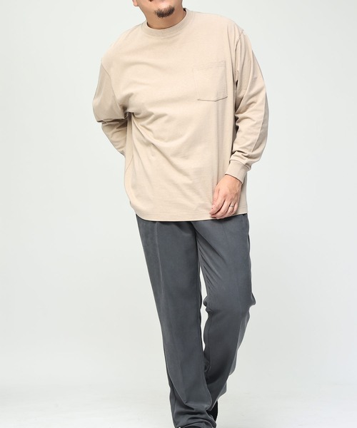 B&T CLUB(ビーティークラブ)の「+STRONG ポケット付き ロンT オールマイTシャツ B&T CLUB (ビーアンドティークラブ)(Tシャツ/カットソー・メンズ・ブルー/ワイン/ダークグレー/オレンジ/ベージュ/ホワイト/ブラック/グレー/パープル/ダークブラウン/ネイビー/カーキ・X3(6L~7L)/X2(4L~5L)/X1(3L~4L)/X4(8L~9L)/X5(9L~10L))」の19枚目の写真
