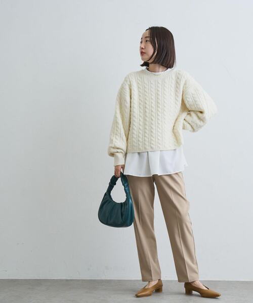 coen（コーエン）の「イージービューティーテーパードパンツ（WEB限定サイズ）（スラックス・レディース・ブラック/ベージュ/ダークグレー/モカ・S/L/M/XL）」の6枚目の写真