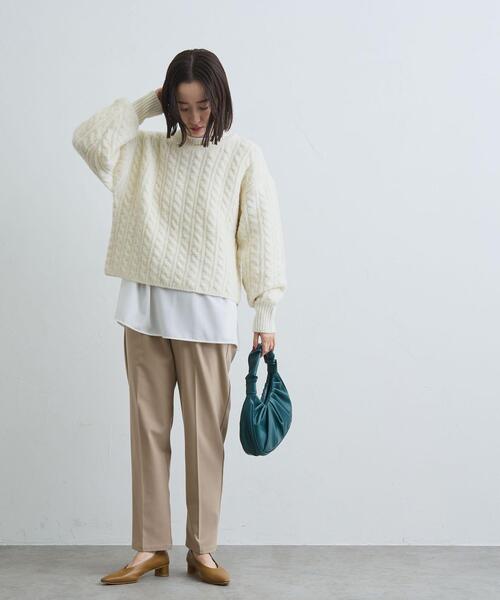 coen（コーエン）の「イージービューティーテーパードパンツ（WEB限定サイズ）（スラックス・レディース・ブラック/ベージュ/ダークグレー/モカ・S/L/M/XL）」の7枚目の写真