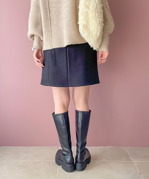 LOWRYS FARM（ローリーズファーム）の「メルトンライクミニスカート　971223（スカート・レディース・ブラック/グレー/アイボリー・FREE）」の14枚目の写真