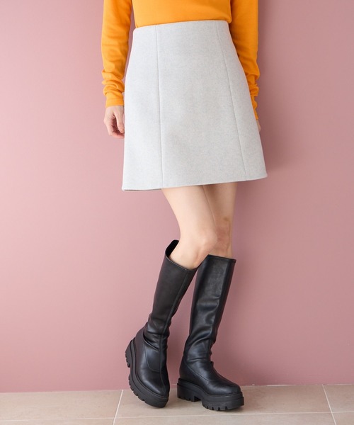 LOWRYS FARM（ローリーズファーム）の「メルトンライクミニスカート　971223（スカート・レディース・ブラック/グレー/アイボリー・FREE）」の5枚目の写真