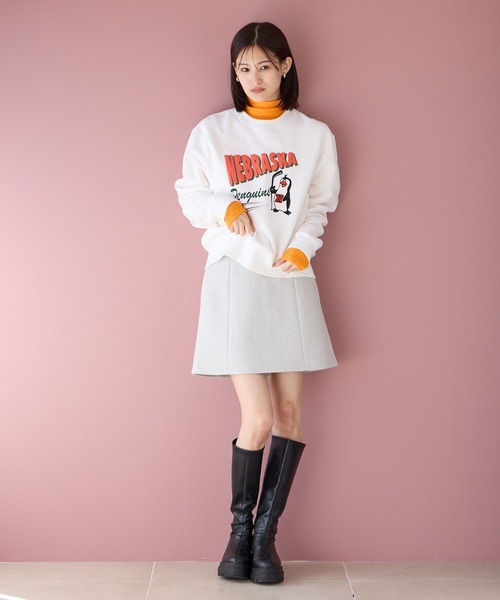 LOWRYS FARM（ローリーズファーム）の「メルトンライクミニスカート　971223（スカート・レディース・ブラック/グレー/アイボリー・FREE）」の8枚目の写真